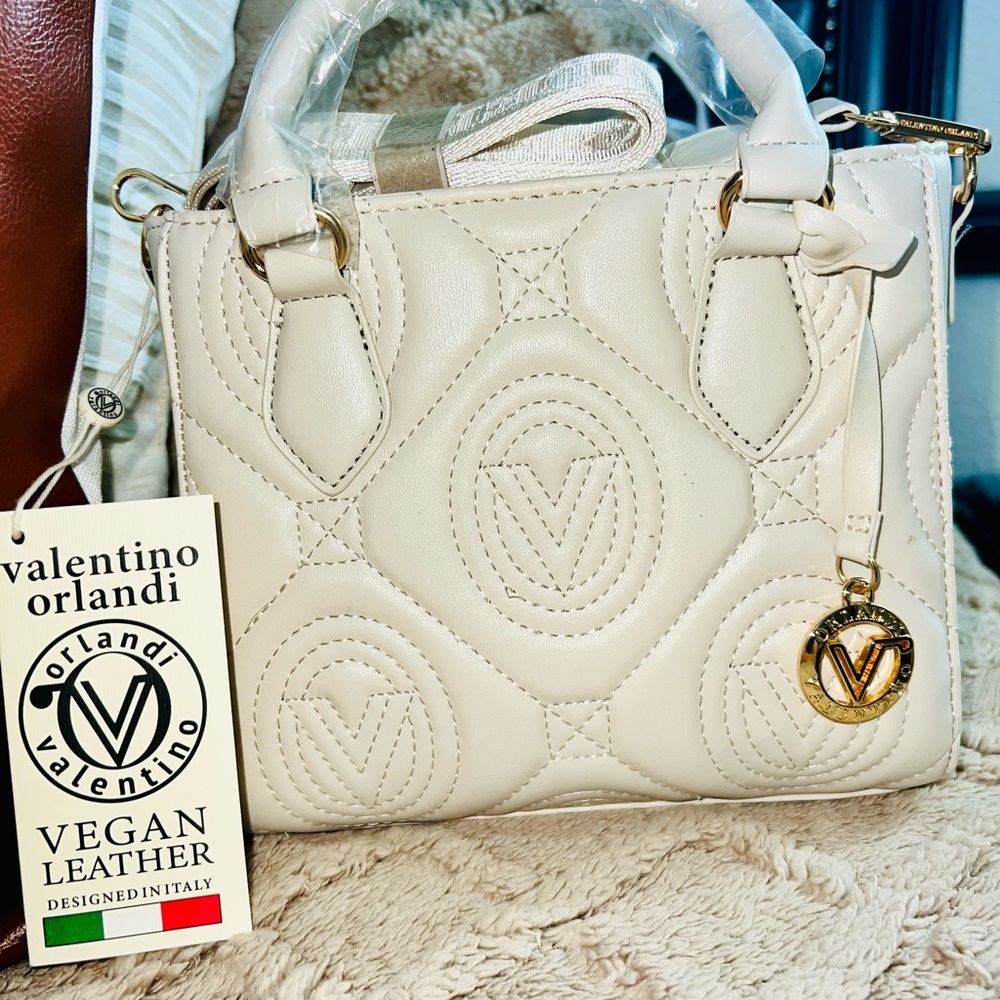 NWTs: Authentic Valentino Orlandi Ivory Mini Bag/Purse with Gold Details 🤍